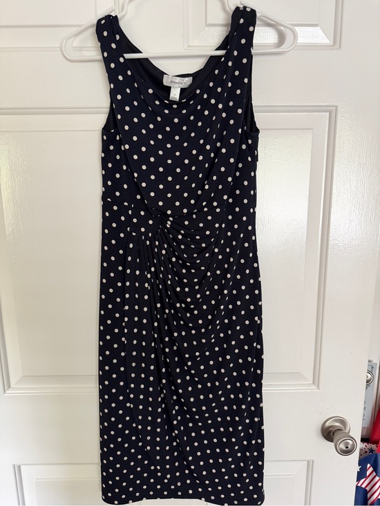 dressbarn Dresses & Skirts - dressbarn Navy and Ivory Polka Dot Sleeveless Midi Dress